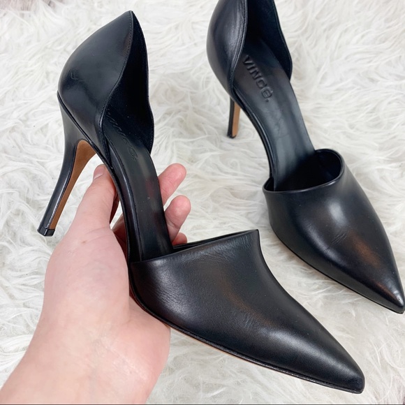 Vince Shoes - VINCE D’orsay Classy Leather Heel Pump Black 8.5